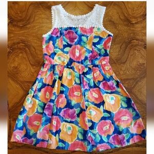 Floral Kids Dress with Lace Detail, Girls Size 16
